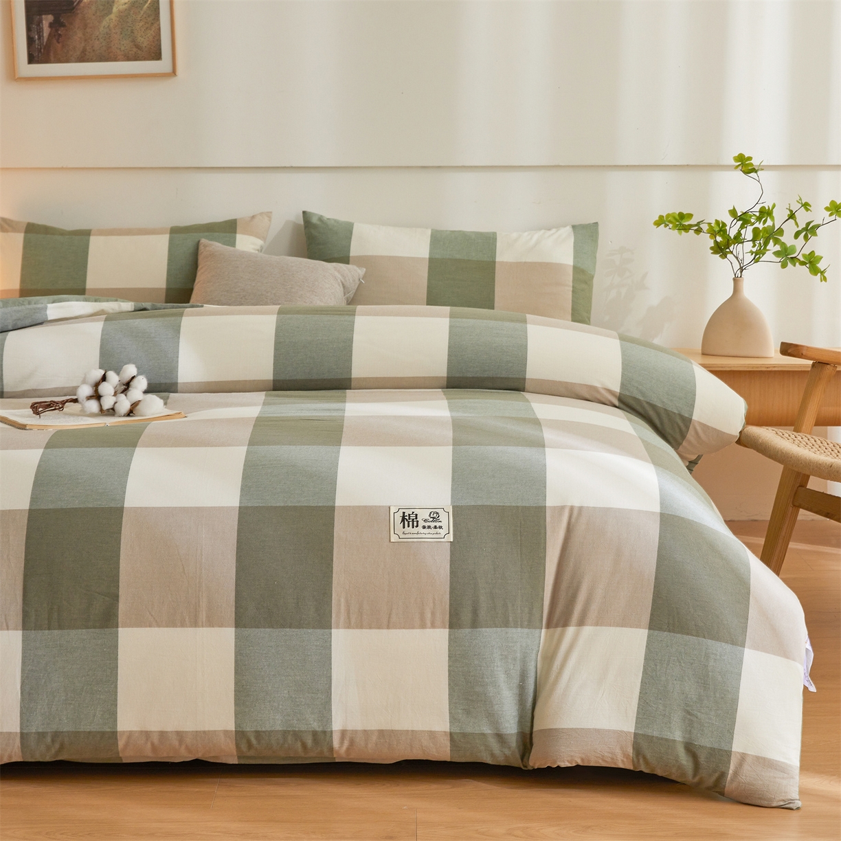 91家纺网 家纺一手货源 找家纺 晓时候 2025新款A类水洗棉可拆洗新疆棉花被冬被春秋被夏被四季被子被芯 绿大格