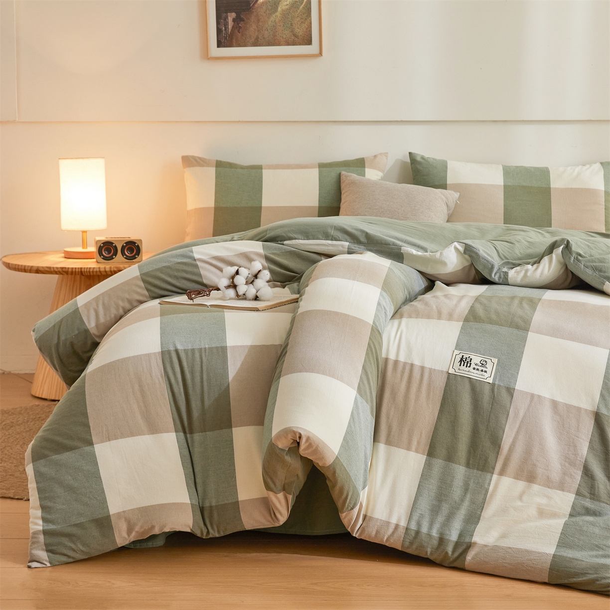 91家纺网 家纺一手货源 找家纺 晓时候 2025新款A类水洗棉可拆洗新疆棉花被冬被春秋被夏被四季被子被芯 绿大格