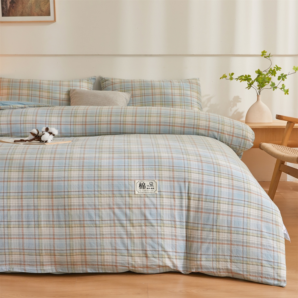 91家纺网 家纺一手货源 找家纺 晓时候 2025新款A类水洗棉可拆洗新疆棉花被冬被春秋被夏被四季被子被芯 米兰格