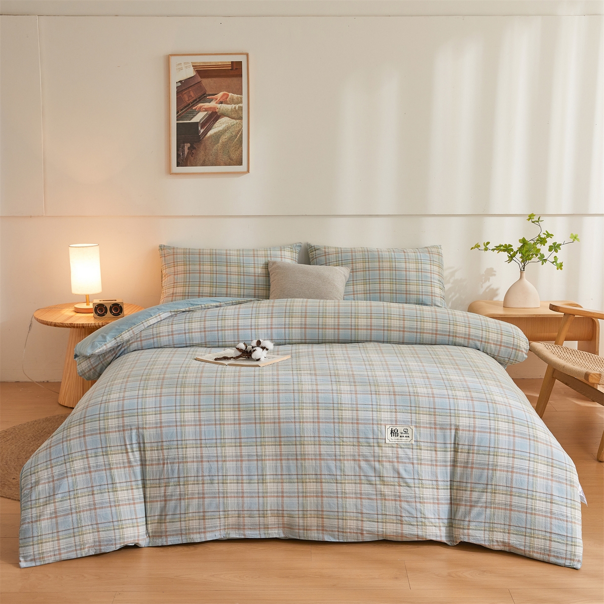 91家纺网 家纺一手货源 找家纺 晓时候 2025新款A类水洗棉可拆洗新疆棉花被冬被春秋被夏被四季被子被芯 米兰格