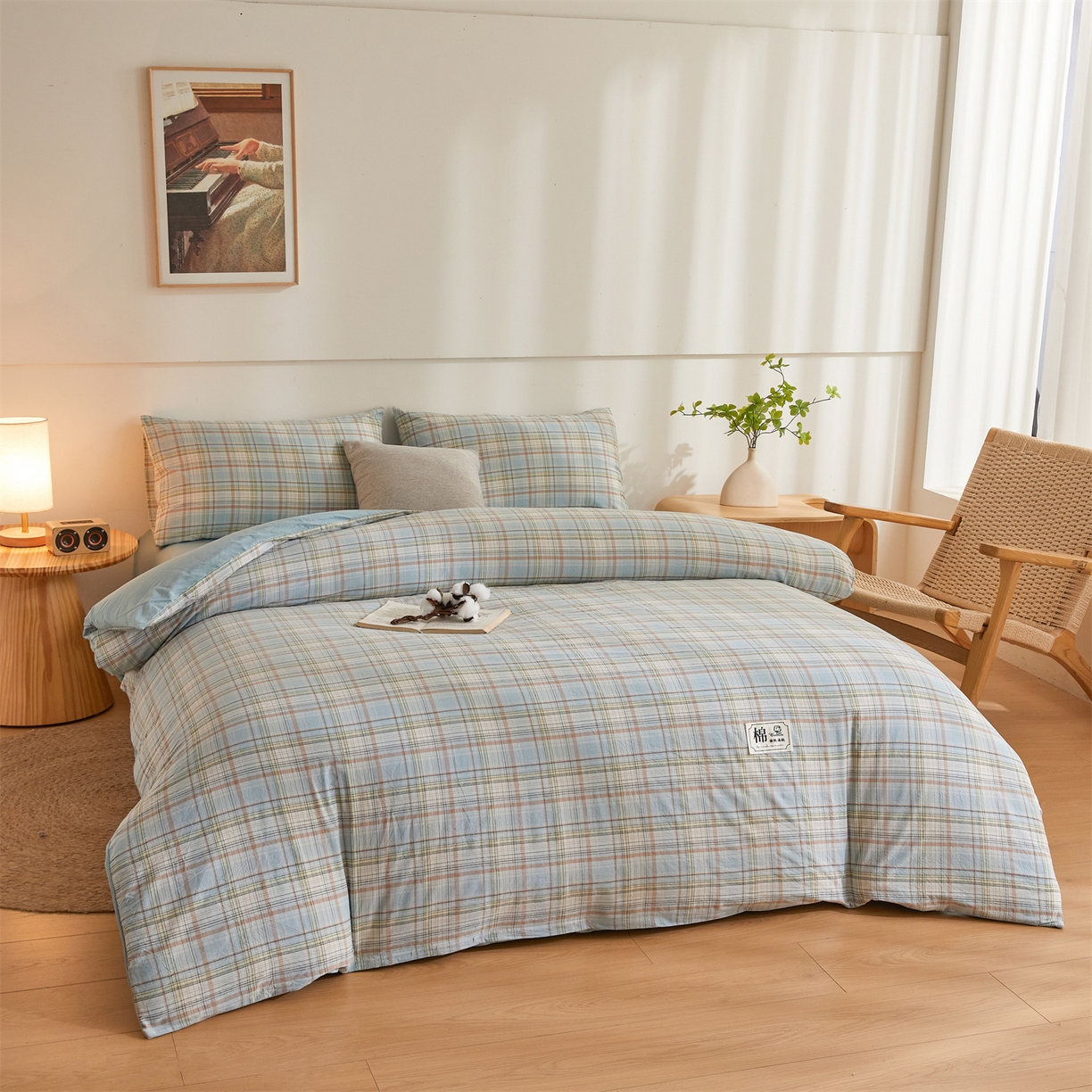 91家纺网 家纺一手货源 找家纺 晓时候 2025新款A类水洗棉可拆洗新疆棉花被冬被春秋被夏被四季被子被芯 米兰格