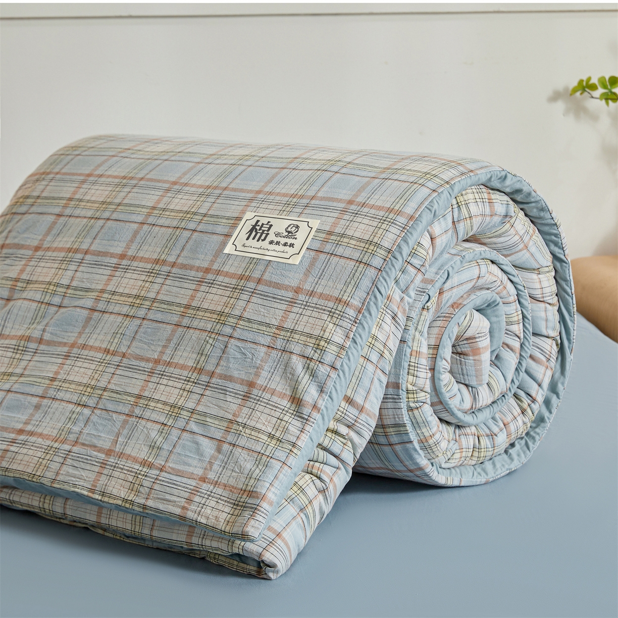 91家纺网 家纺一手货源 找家纺 晓时候 2025新款A类水洗棉可拆洗新疆棉花被冬被春秋被夏被四季被子被芯 米兰格