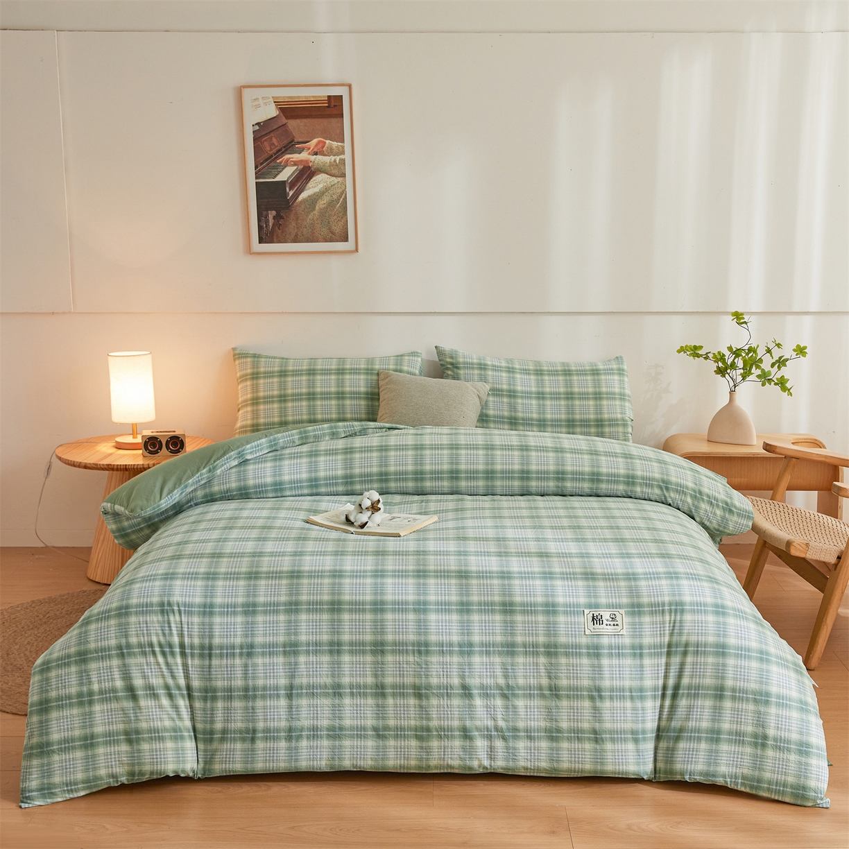 91家纺网 家纺一手货源 找家纺 晓时候 2025新款A类水洗棉可拆洗新疆棉花被冬被春秋被夏被四季被子被芯 青柠绿