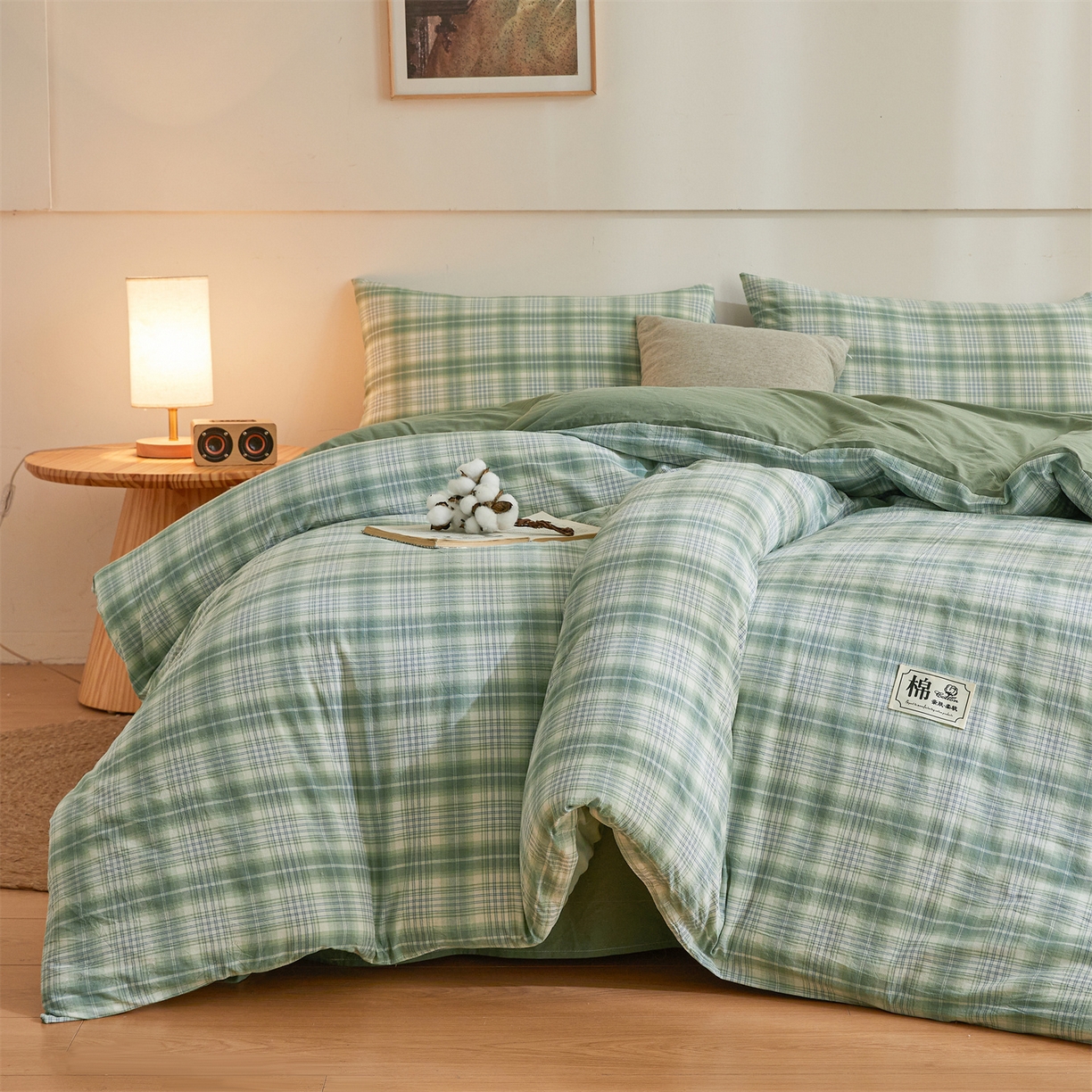 91家纺网 家纺一手货源 找家纺 晓时候 2025新款A类水洗棉可拆洗新疆棉花被冬被春秋被夏被四季被子被芯 青柠绿