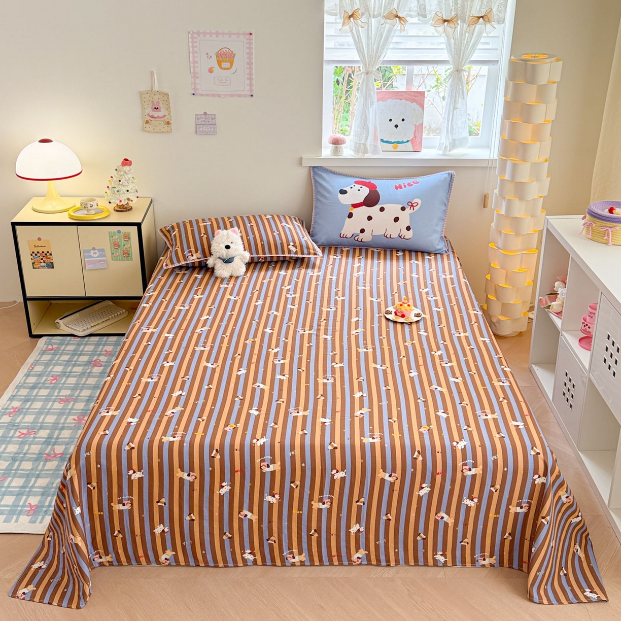 沐辰 2025新款A类全棉纯棉双层纱单品床单床单单件单床单 斑点狗