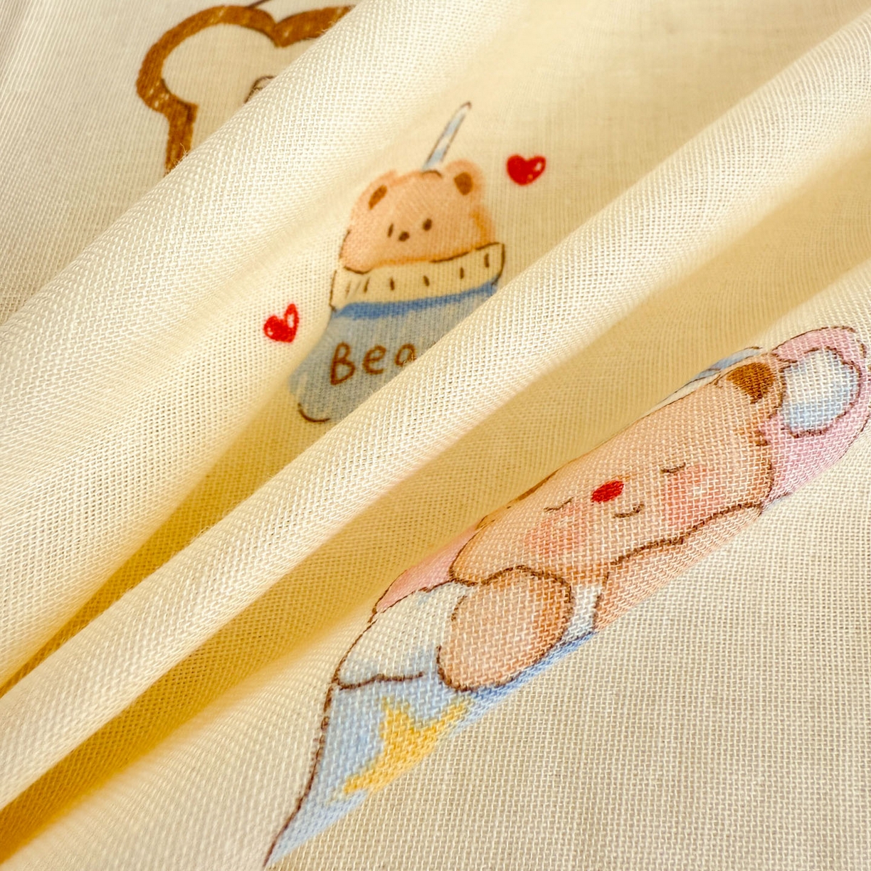 91家纺网 家纺一手货源 找家纺 沐辰 2025新款A类全棉纯棉双层纱单品床单床单单件单床单 晚安熊