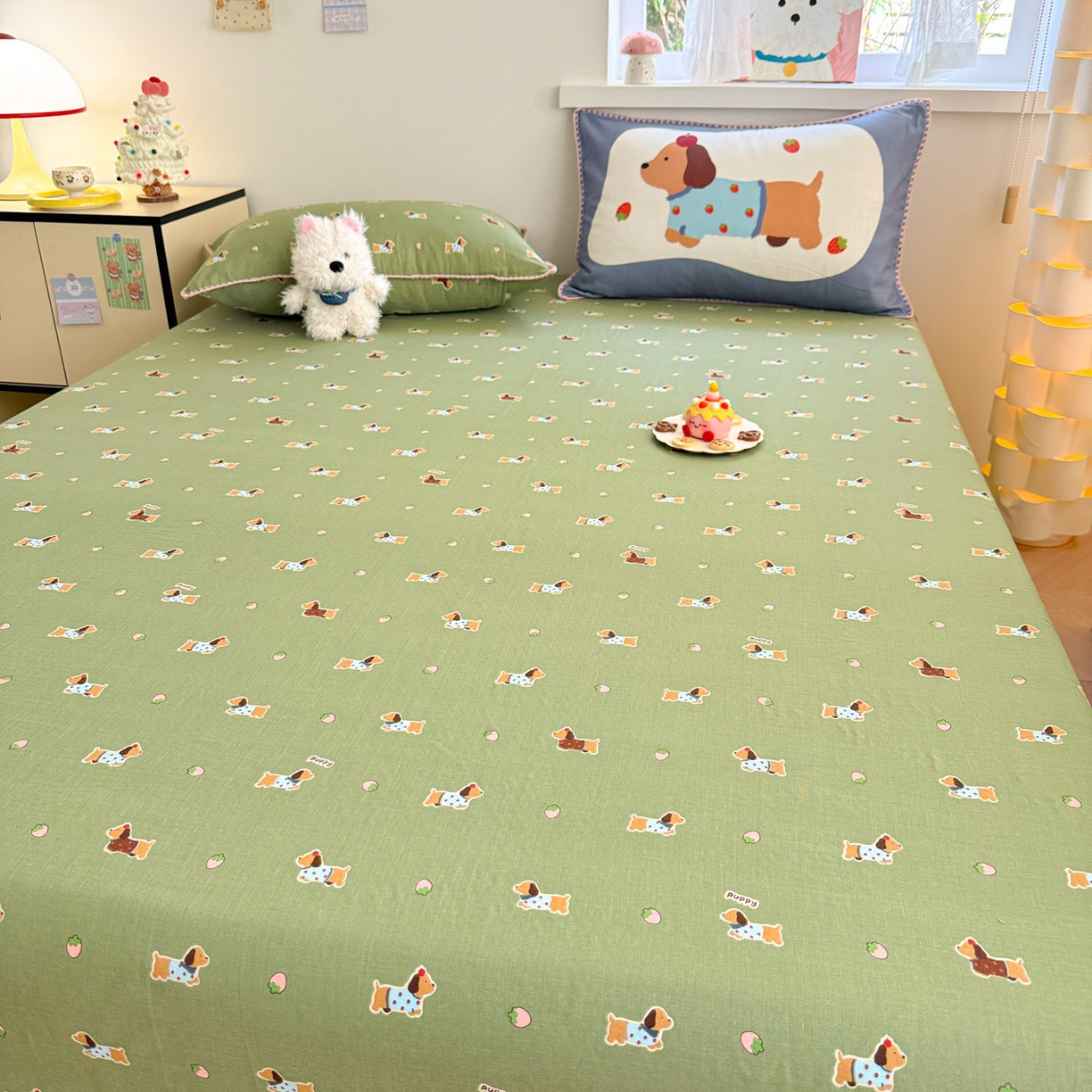 91家纺网 家纺一手货源 找家纺 沐辰 2025新款A类全棉纯棉双层纱单品床单床单单件单床单 衬衫狗狗