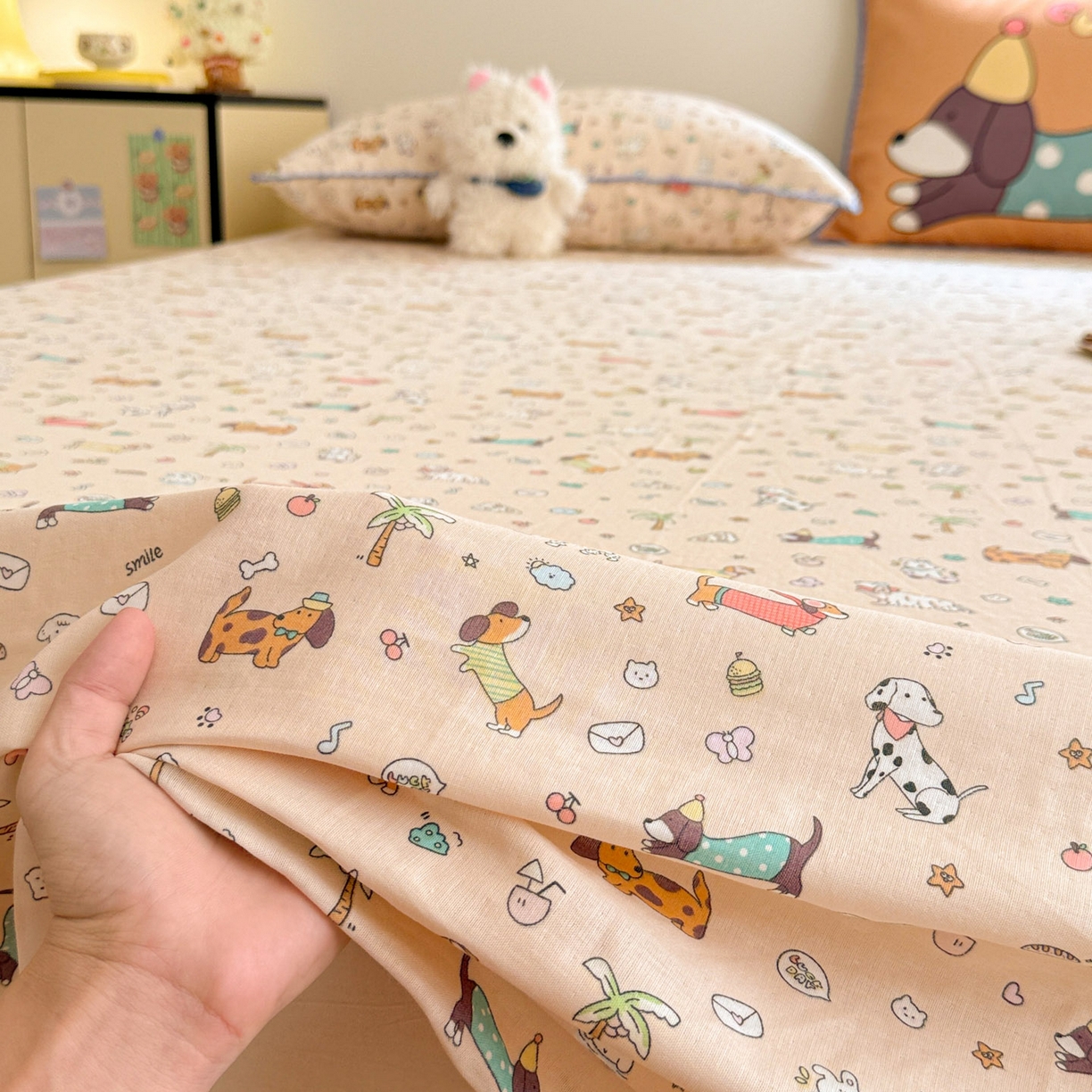 91家纺网 家纺一手货源 找家纺 沐辰 2025新款A类全棉纯棉双层纱单品床单床单单件单床单 夏日沙滩