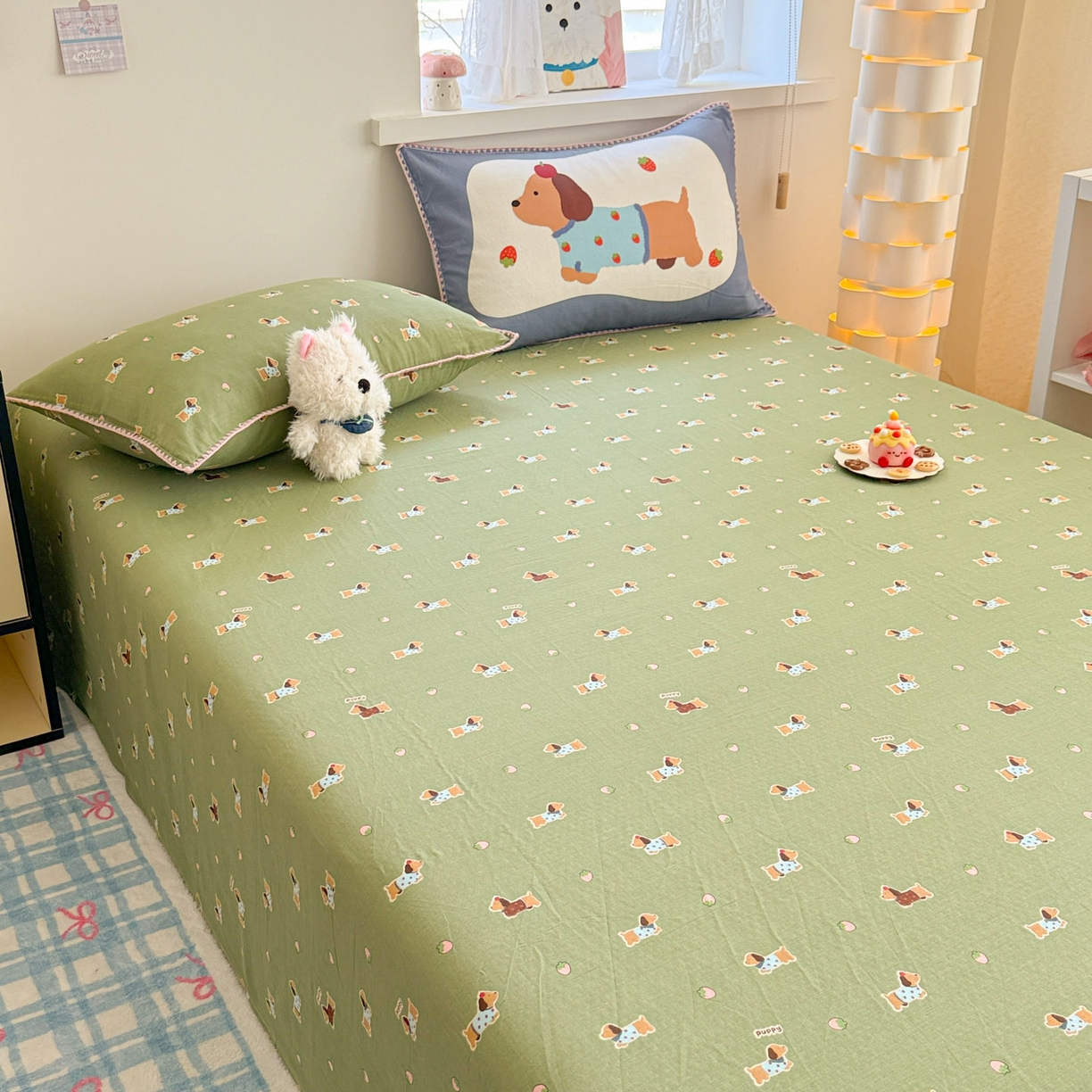 91家纺网 家纺一手货源 找家纺 沐辰 2025新款A类全棉纯棉双层纱单品床单床单单件单床单 衬衫狗狗