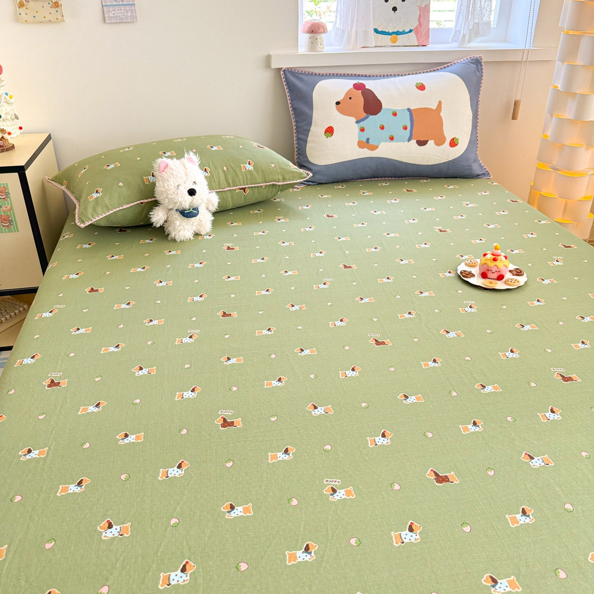 91家纺网 家纺一手货源 找家纺 沐辰 2025新款A类全棉纯棉双层纱单品床单床单单件单床单 衬衫狗狗