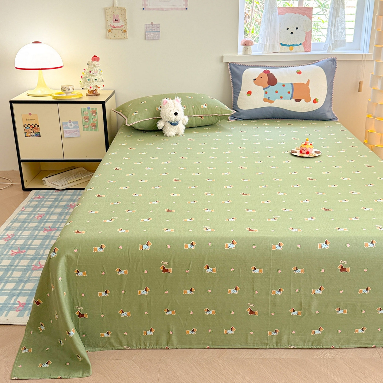 91家纺网 家纺一手货源 找家纺 沐辰 2025新款A类全棉纯棉双层纱单品床单床单单件单床单 衬衫狗狗