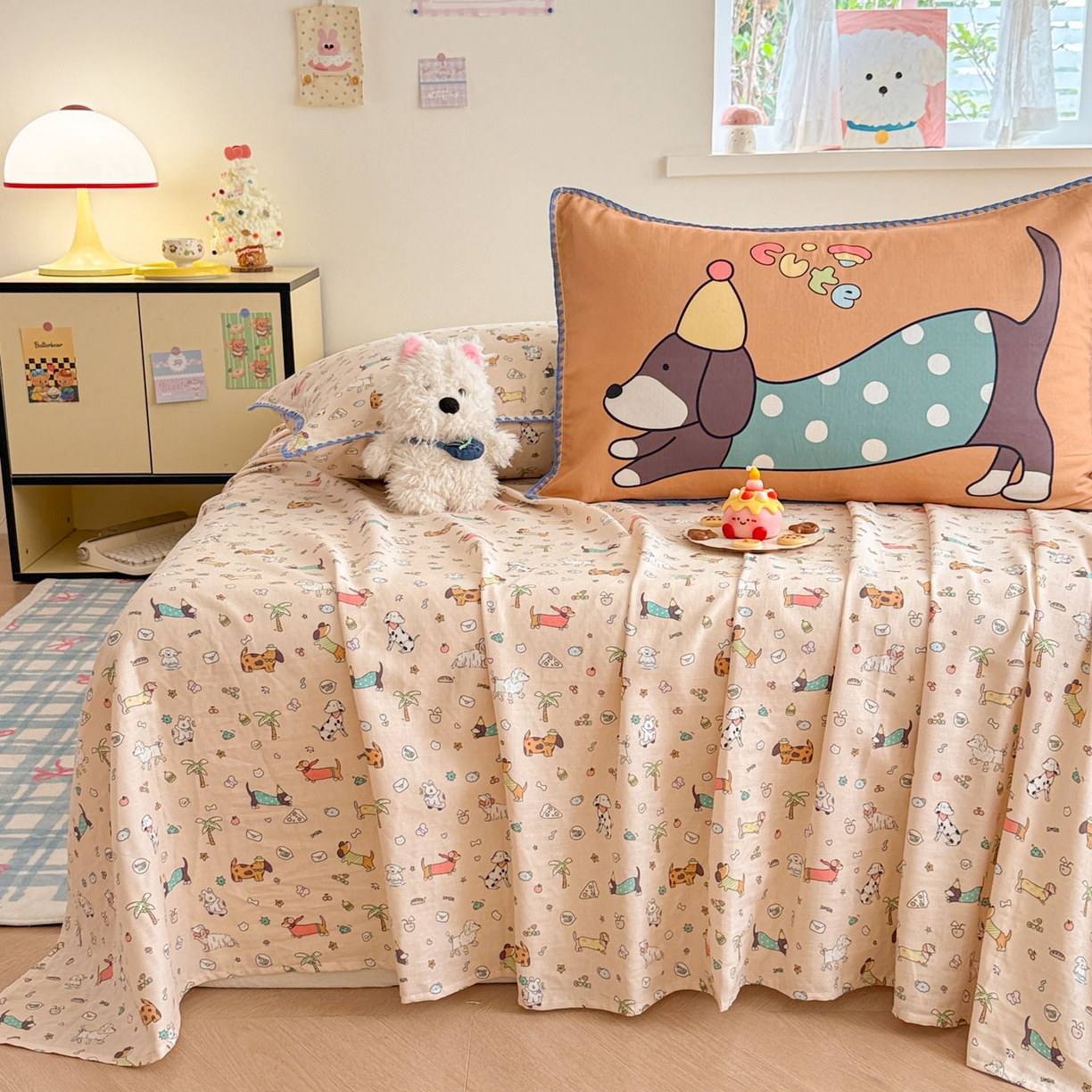 91家纺网 家纺一手货源 找家纺 沐辰 2025新款A类全棉纯棉双层纱单品床单床单单件单床单 夏日沙滩