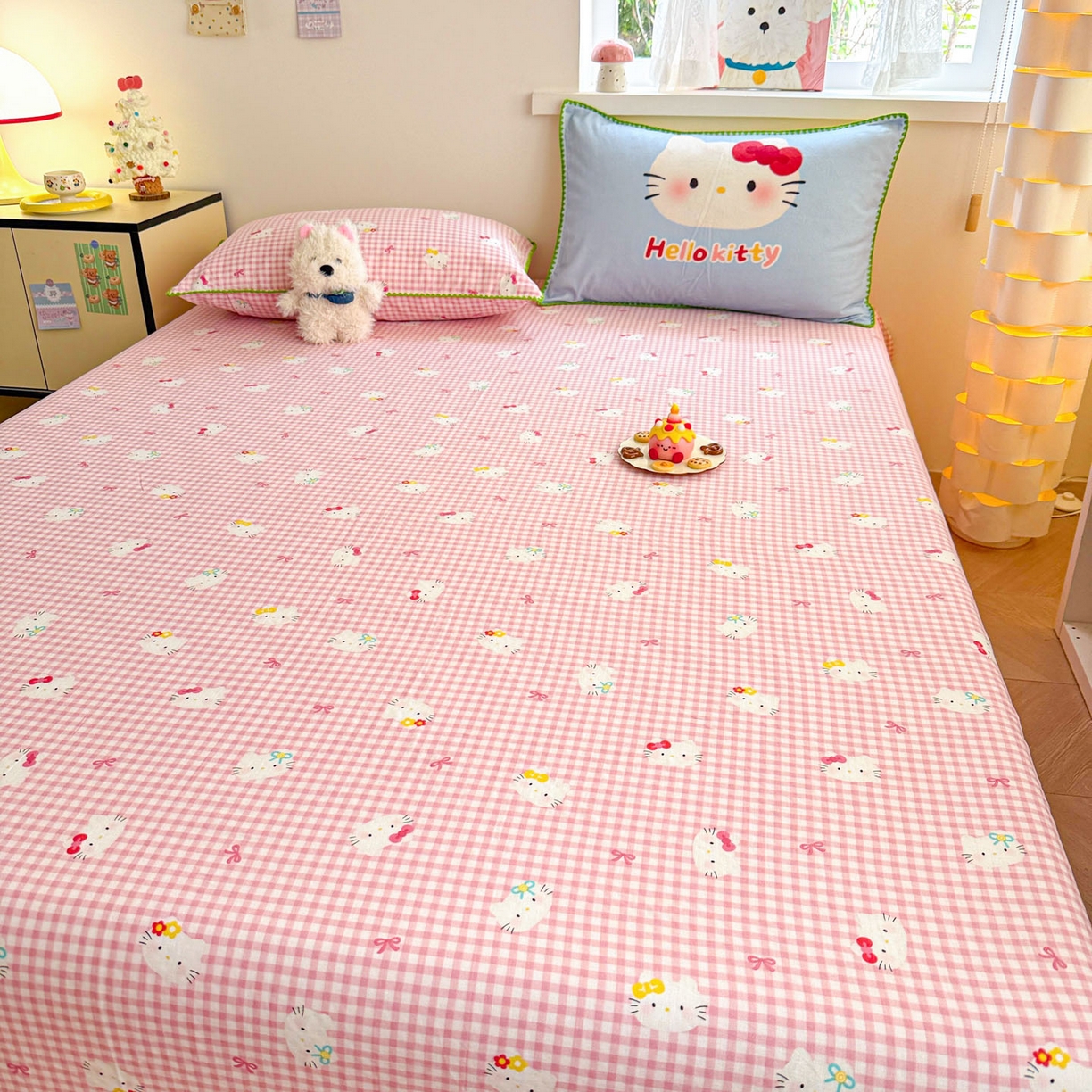 91家纺网 家纺一手货源 找家纺 沐辰 2025新款A类全棉纯棉双层纱单品床单床单单件单床单 蓝色小猫