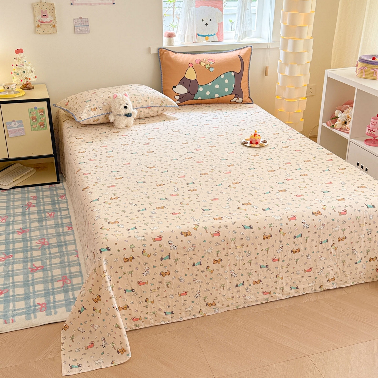 91家纺网 家纺一手货源 找家纺 沐辰 2025新款A类全棉纯棉双层纱单品床单床单单件单床单 夏日沙滩