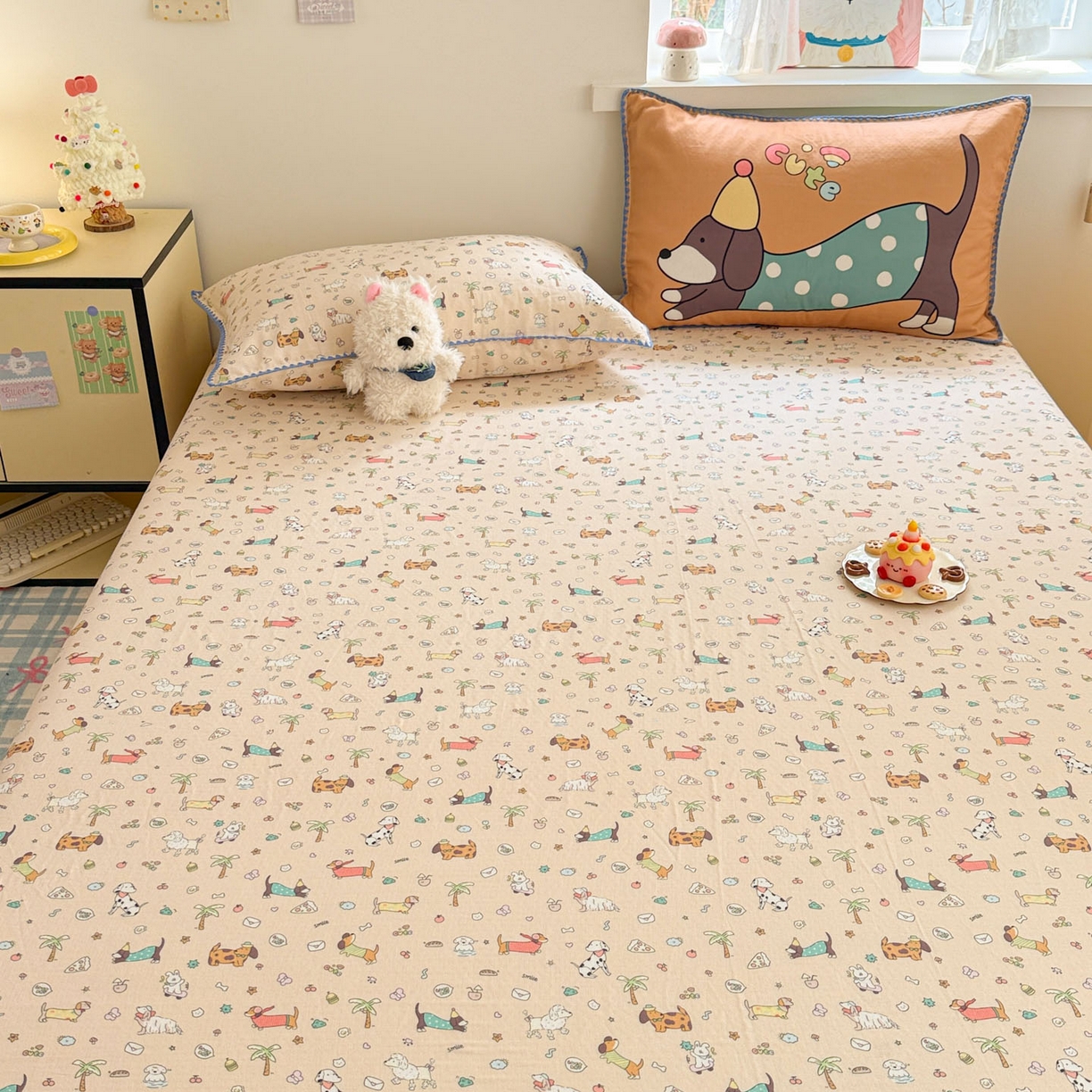 91家纺网 家纺一手货源 找家纺 沐辰 2025新款A类全棉纯棉双层纱单品床单床单单件单床单 夏日沙滩