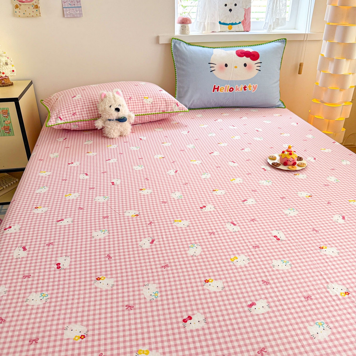 91家纺网 家纺一手货源 找家纺 沐辰 2025新款A类全棉纯棉双层纱单品床单床单单件单床单 蓝色小猫