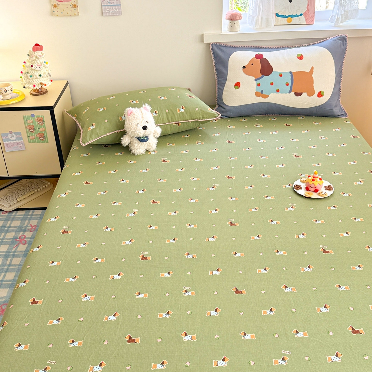 91家纺网 家纺一手货源 找家纺 沐辰 2025新款A类全棉纯棉双层纱单品床单床单单件单床单 衬衫狗狗