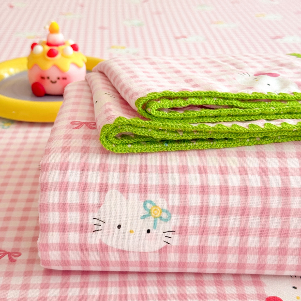 91家纺网 家纺一手货源 找家纺 沐辰 2025新款A类全棉纯棉双层纱单品床单床单单件单床单 蓝色小猫