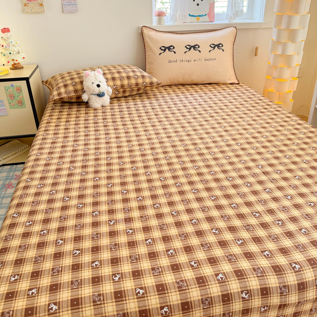 91家纺网 家纺一手货源 找家纺 沐辰 2025新款A类全棉纯棉双层纱单品床单床单单件单床单 好运蝴蝶结