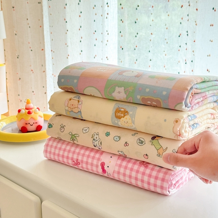 91家纺网 家纺一手货源 找家纺 沐辰 2025新款A类全棉纯棉双层纱单品床单床单单件单床单 组合图仅供展示