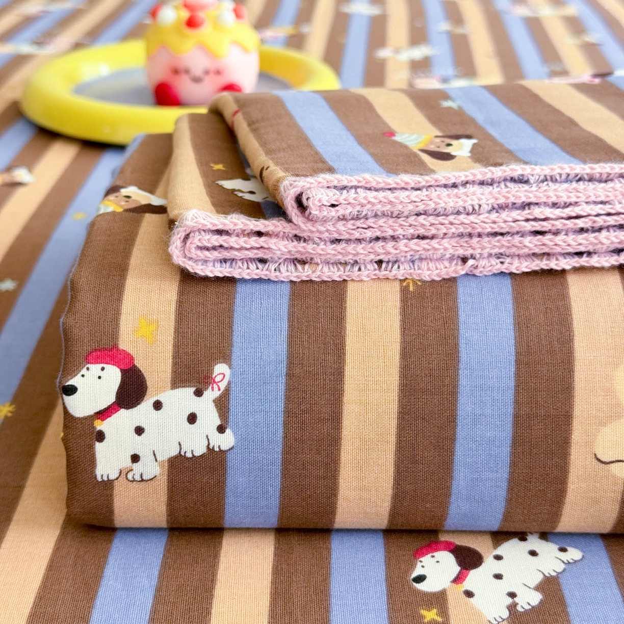 91家纺网 家纺一手货源 找家纺 沐辰 2025新款A类全棉纯棉双层纱单品床单床单单件单床单 斑点狗