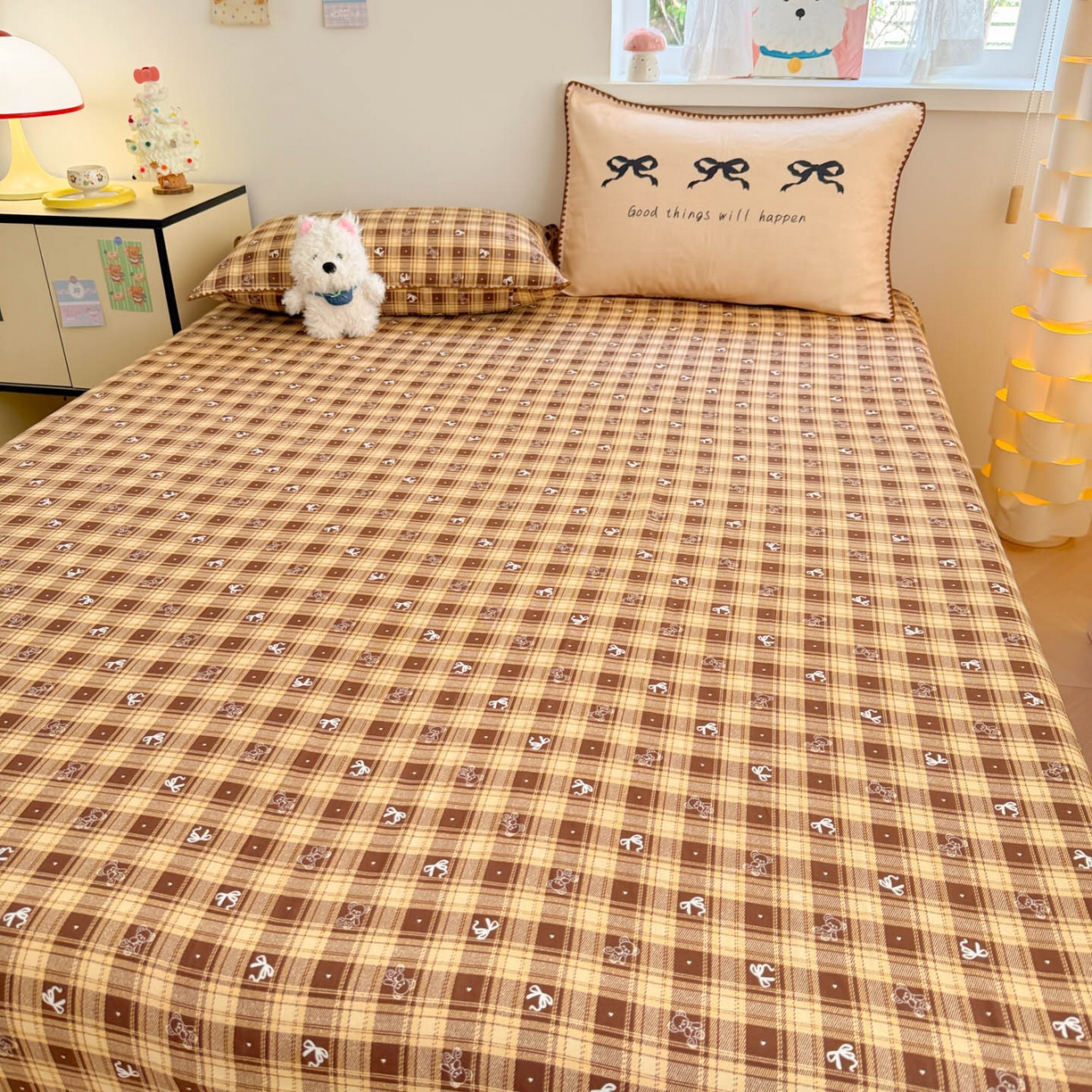 91家纺网 家纺一手货源 找家纺 沐辰 2025新款A类全棉纯棉双层纱单品床单床单单件单床单 好运蝴蝶结