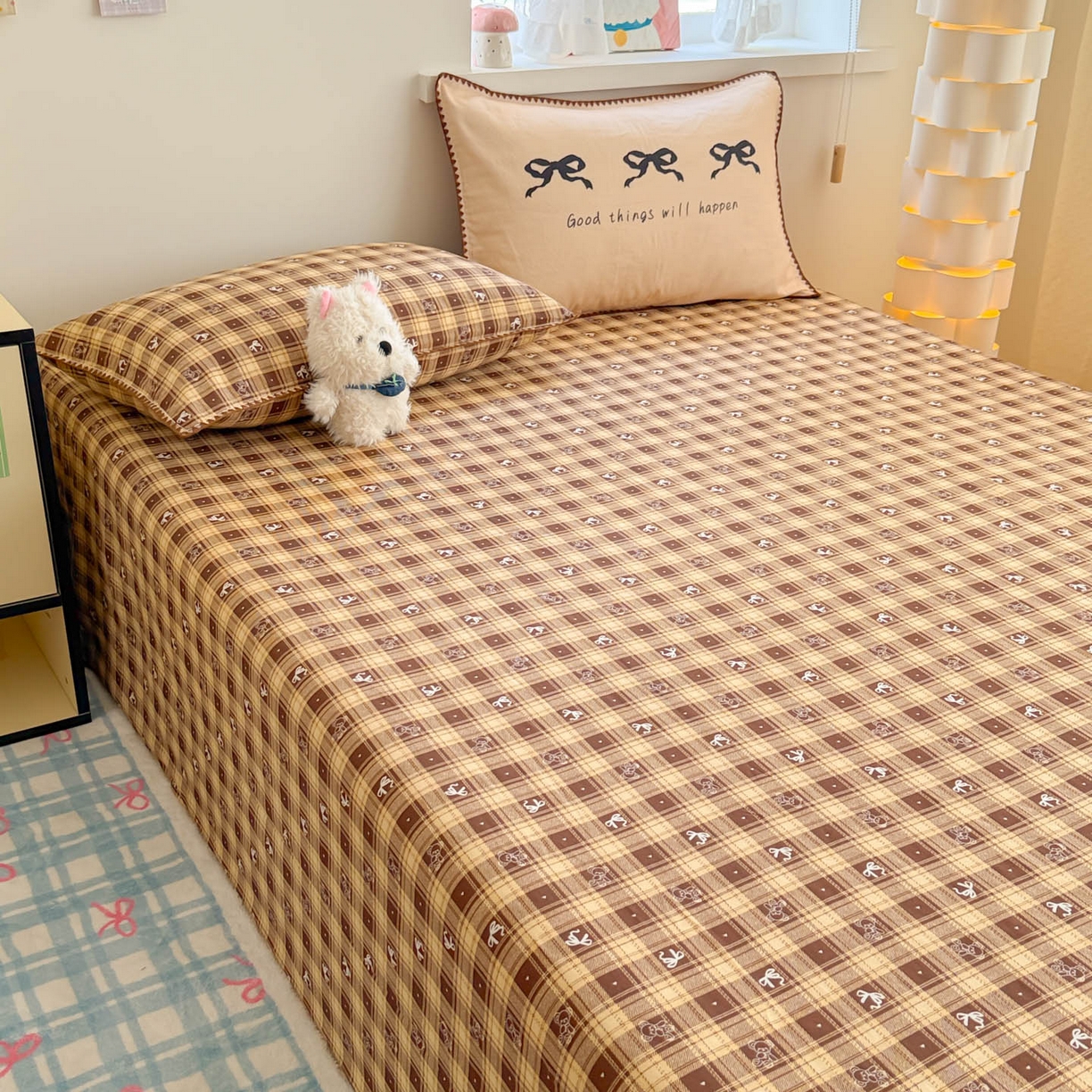 91家纺网 家纺一手货源 找家纺 沐辰 2025新款A类全棉纯棉双层纱单品床单床单单件单床单 好运蝴蝶结