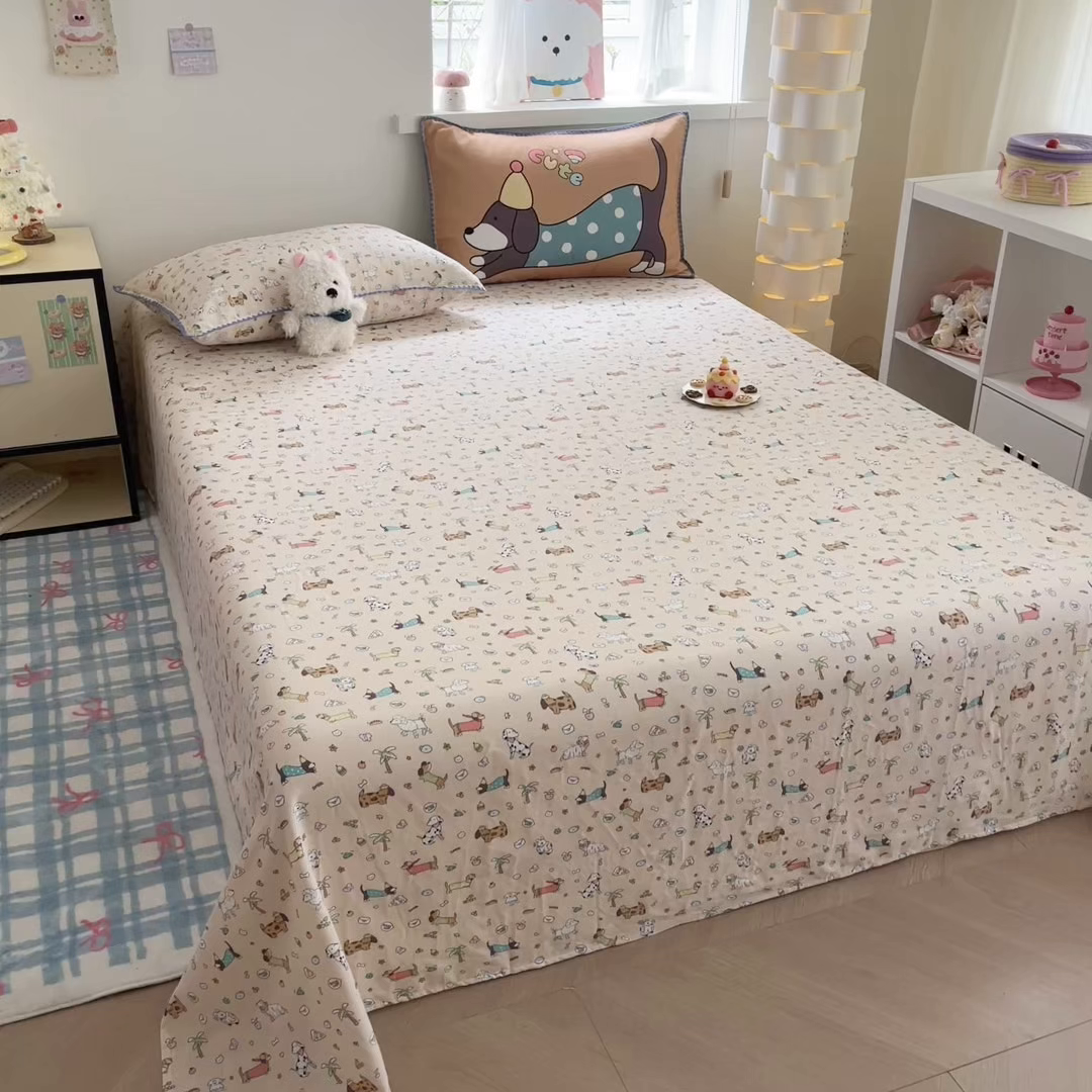 91家纺网 家纺一手货源 找家纺 沐辰 2025新款A类全棉纯棉双层纱单品床单床单单件单床单 夏日沙滩