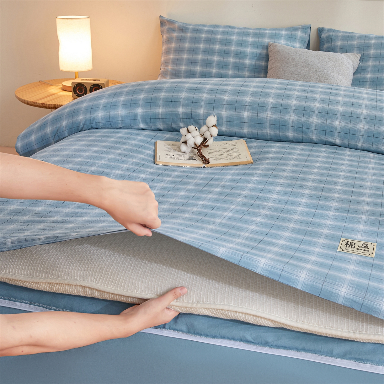 91家纺网 家纺一手货源 找家纺 晓时候 2025新款A类水洗棉可拆洗新疆棉花被冬被春秋被夏被四季被子被芯 森蓝格