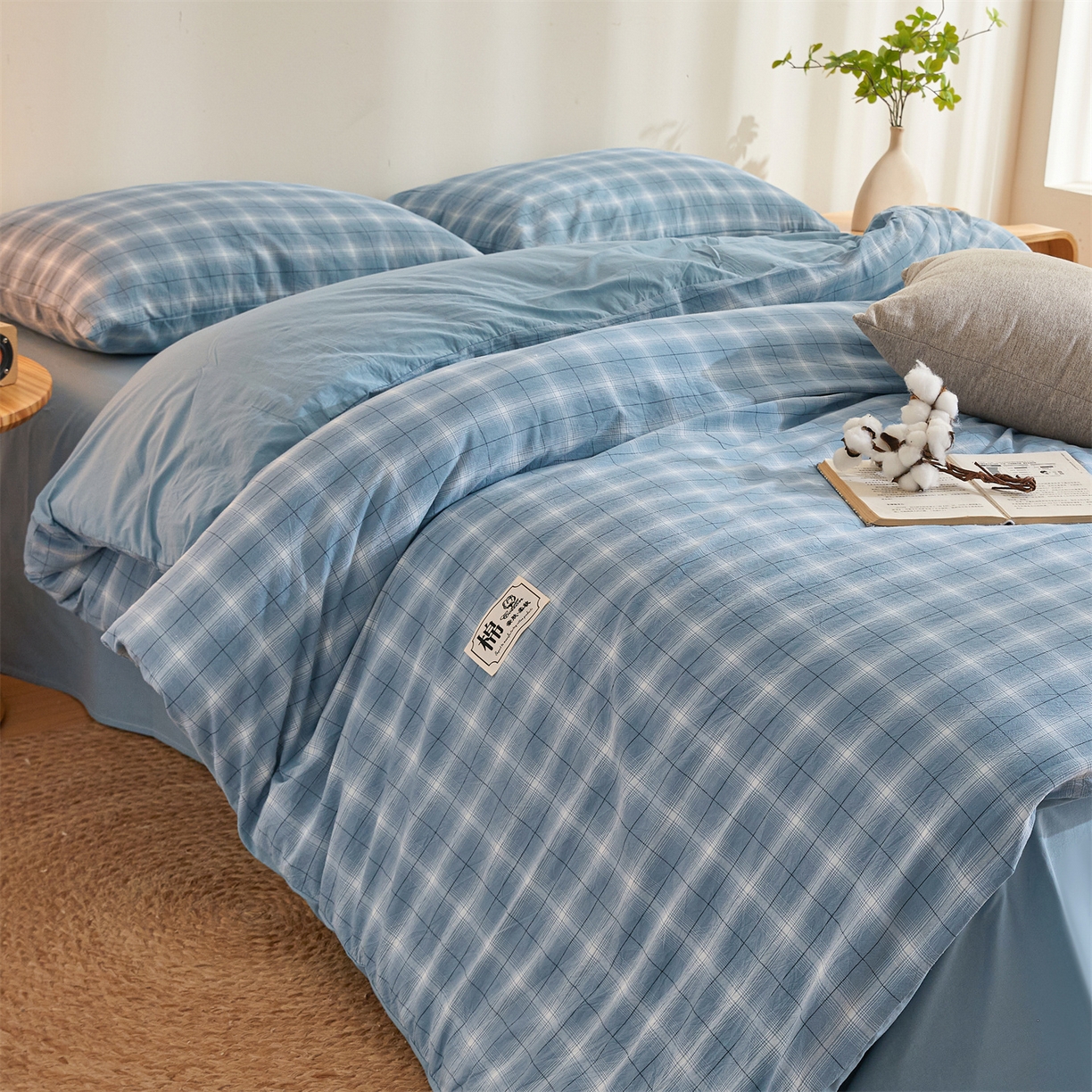 91家纺网 家纺一手货源 找家纺 晓时候 2025新款A类水洗棉可拆洗新疆棉花被冬被春秋被夏被四季被子被芯 森蓝格