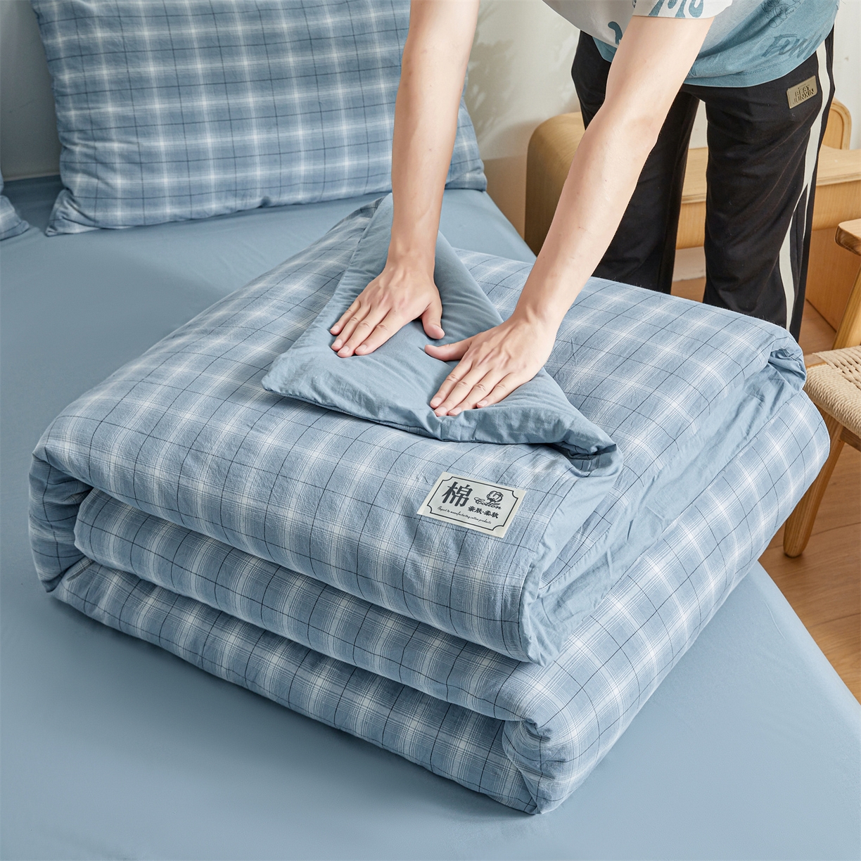 91家纺网 家纺一手货源 找家纺 晓时候 2025新款A类水洗棉可拆洗新疆棉花被冬被春秋被夏被四季被子被芯 森蓝格