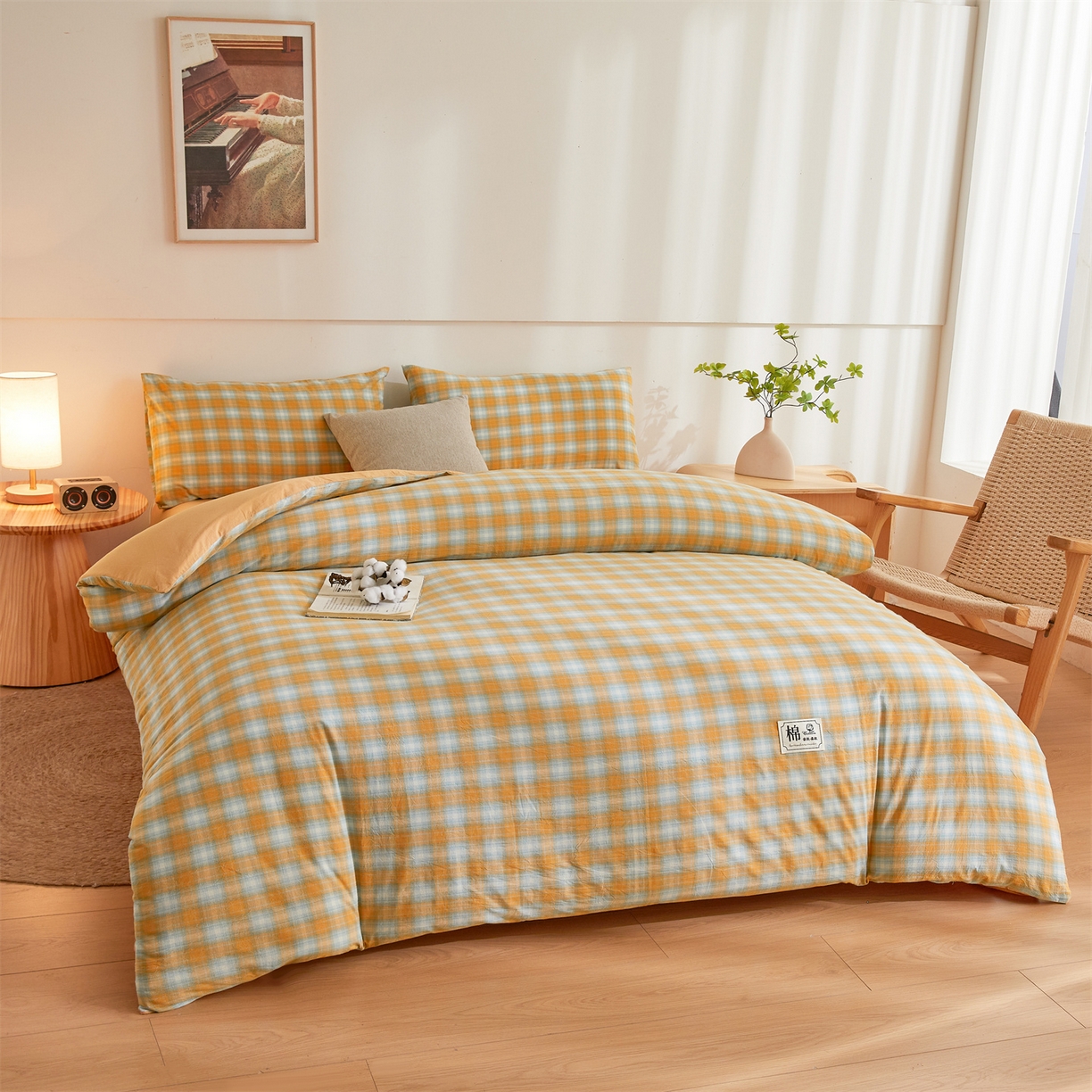 91家纺网 家纺一手货源 找家纺 晓时候 2025新款A类水洗棉可拆洗新疆棉花被冬被春秋被夏被四季被子被芯 星空桔