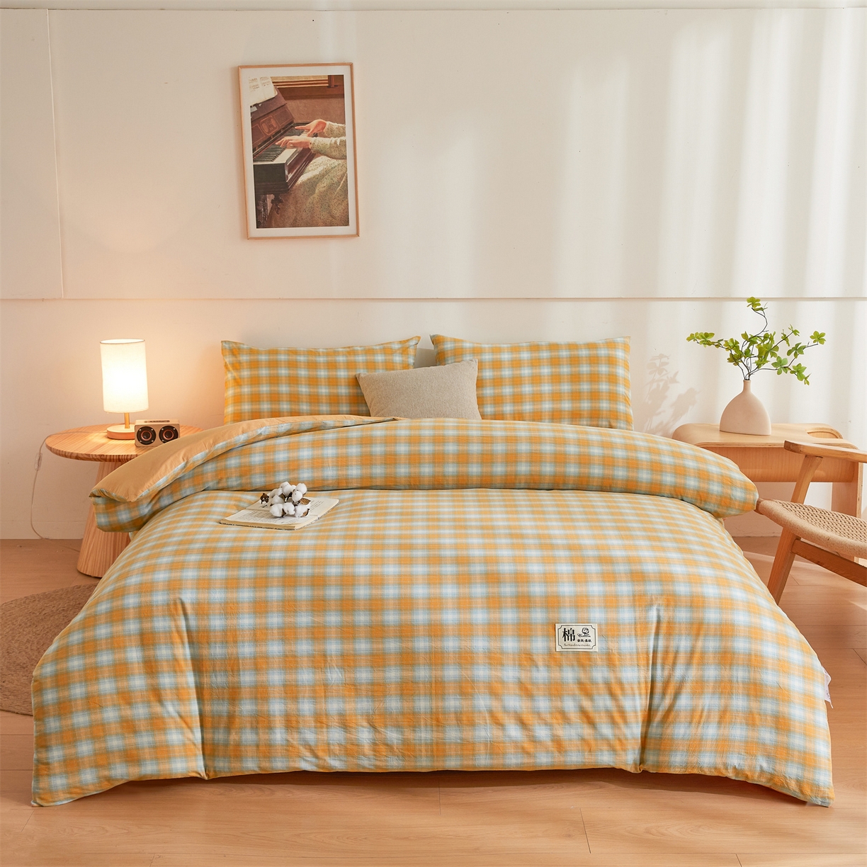 91家纺网 家纺一手货源 找家纺 晓时候 2025新款A类水洗棉可拆洗新疆棉花被冬被春秋被夏被四季被子被芯 星空桔