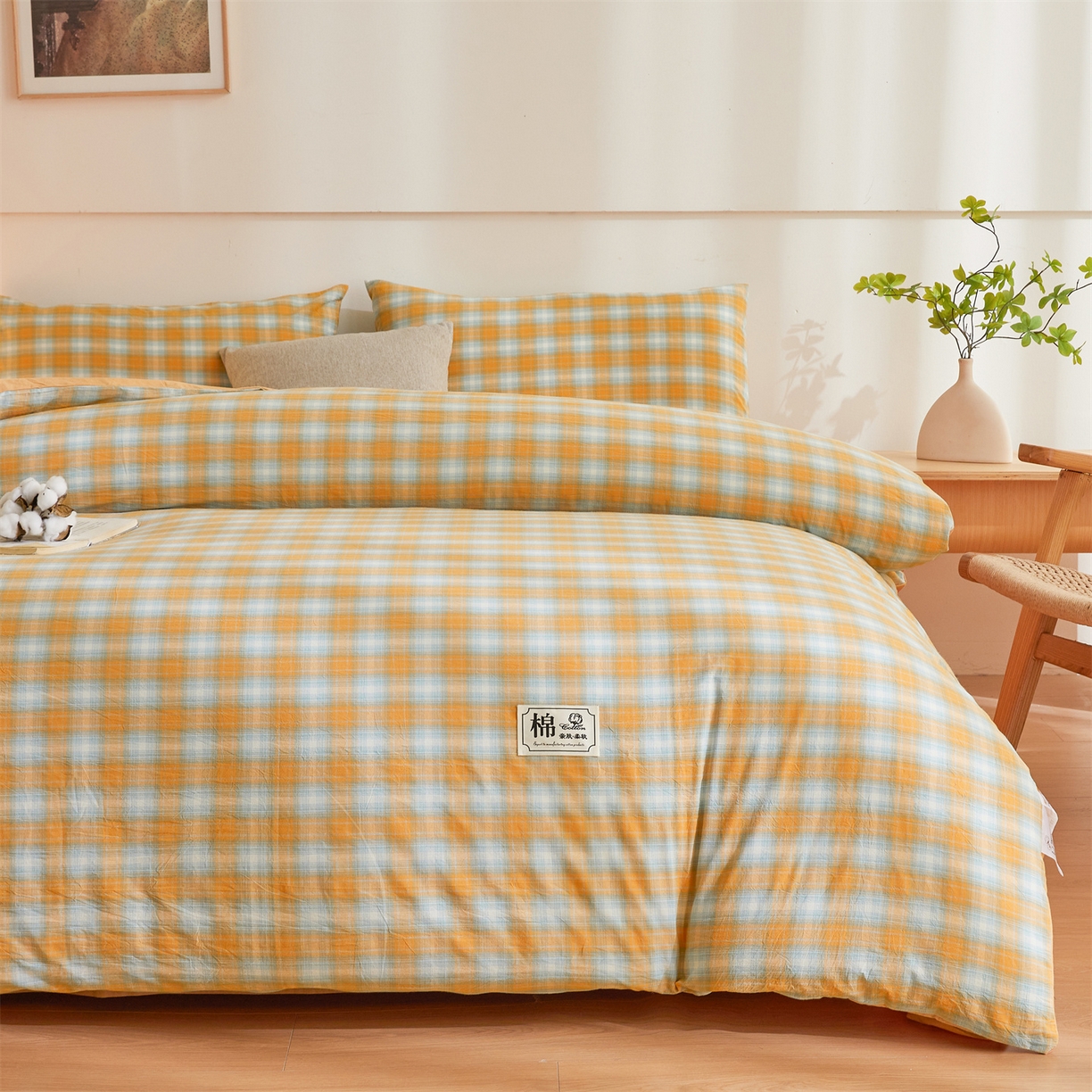 91家纺网 家纺一手货源 找家纺 晓时候 2025新款A类水洗棉可拆洗新疆棉花被冬被春秋被夏被四季被子被芯 星空桔