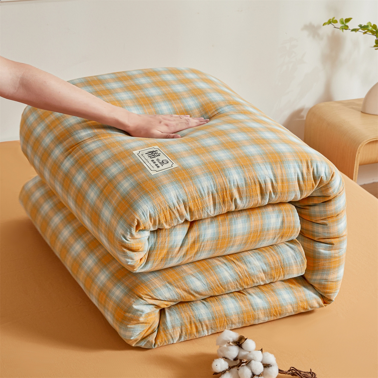 91家纺网 家纺一手货源 找家纺 晓时候 2025新款A类水洗棉可拆洗新疆棉花被冬被春秋被夏被四季被子被芯 星空桔