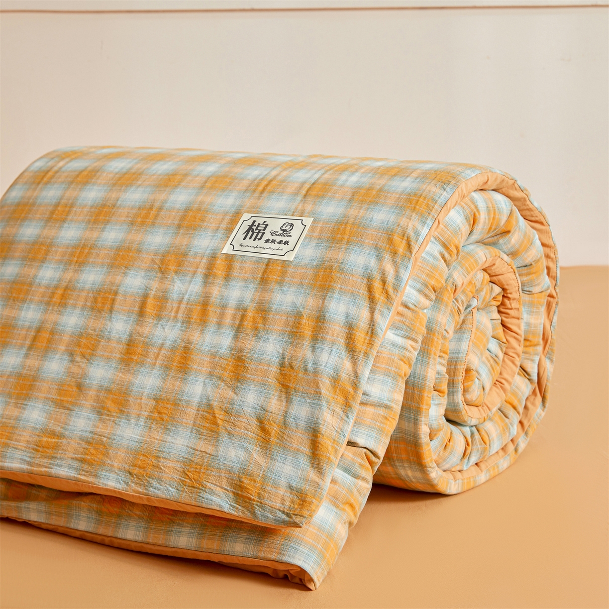 91家纺网 家纺一手货源 找家纺 晓时候 2025新款A类水洗棉可拆洗新疆棉花被冬被春秋被夏被四季被子被芯 星空桔