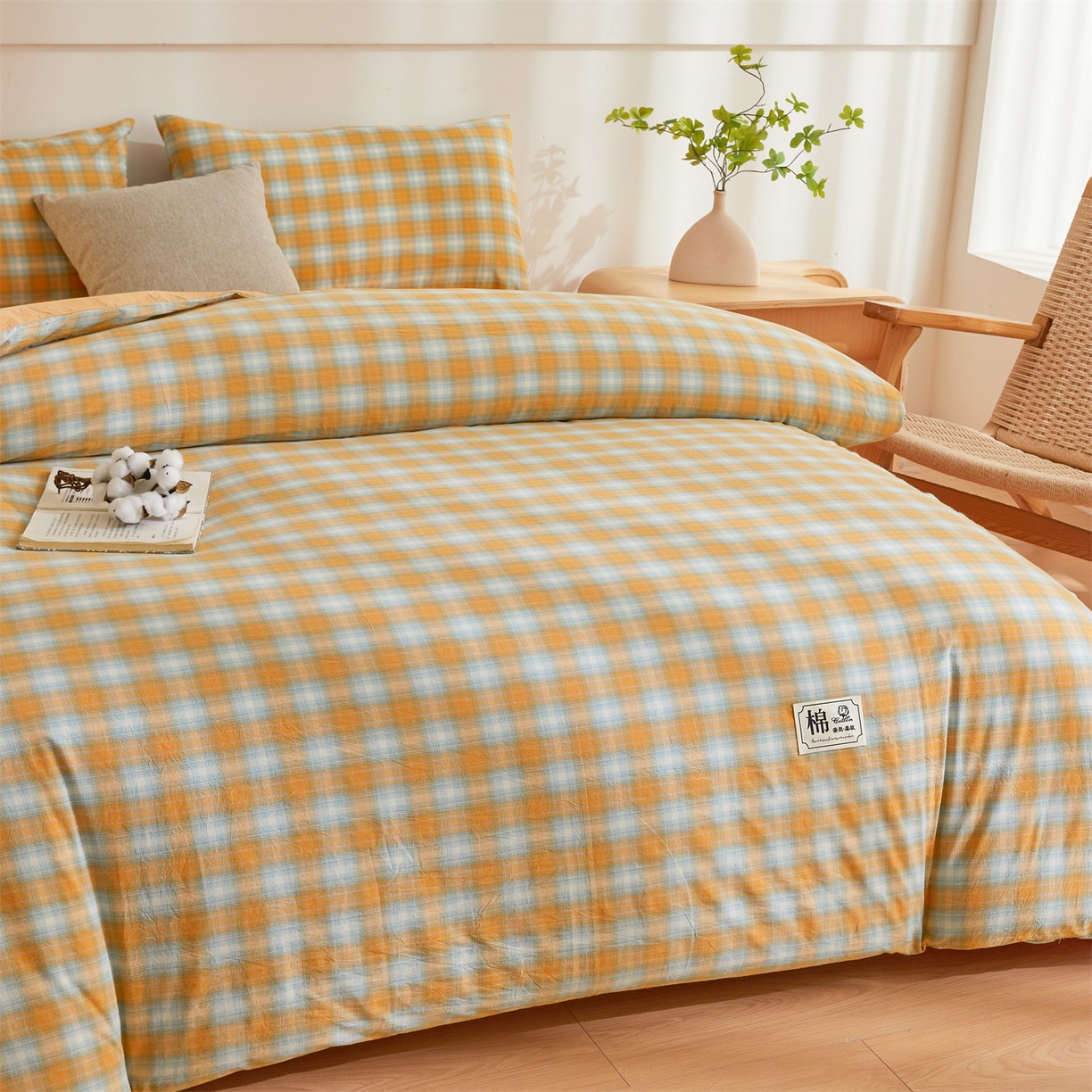 91家纺网 家纺一手货源 找家纺 晓时候 2025新款A类水洗棉可拆洗新疆棉花被冬被春秋被夏被四季被子被芯 星空桔