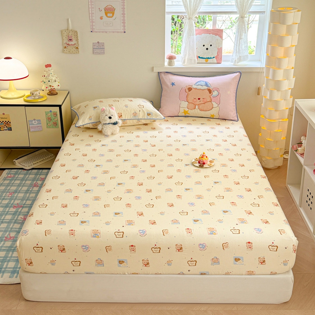 91家纺网 家纺一手货源 找家纺 （总）沐辰 2025新款A类全棉纯棉双层纱单品床笠床笠单件单床笠