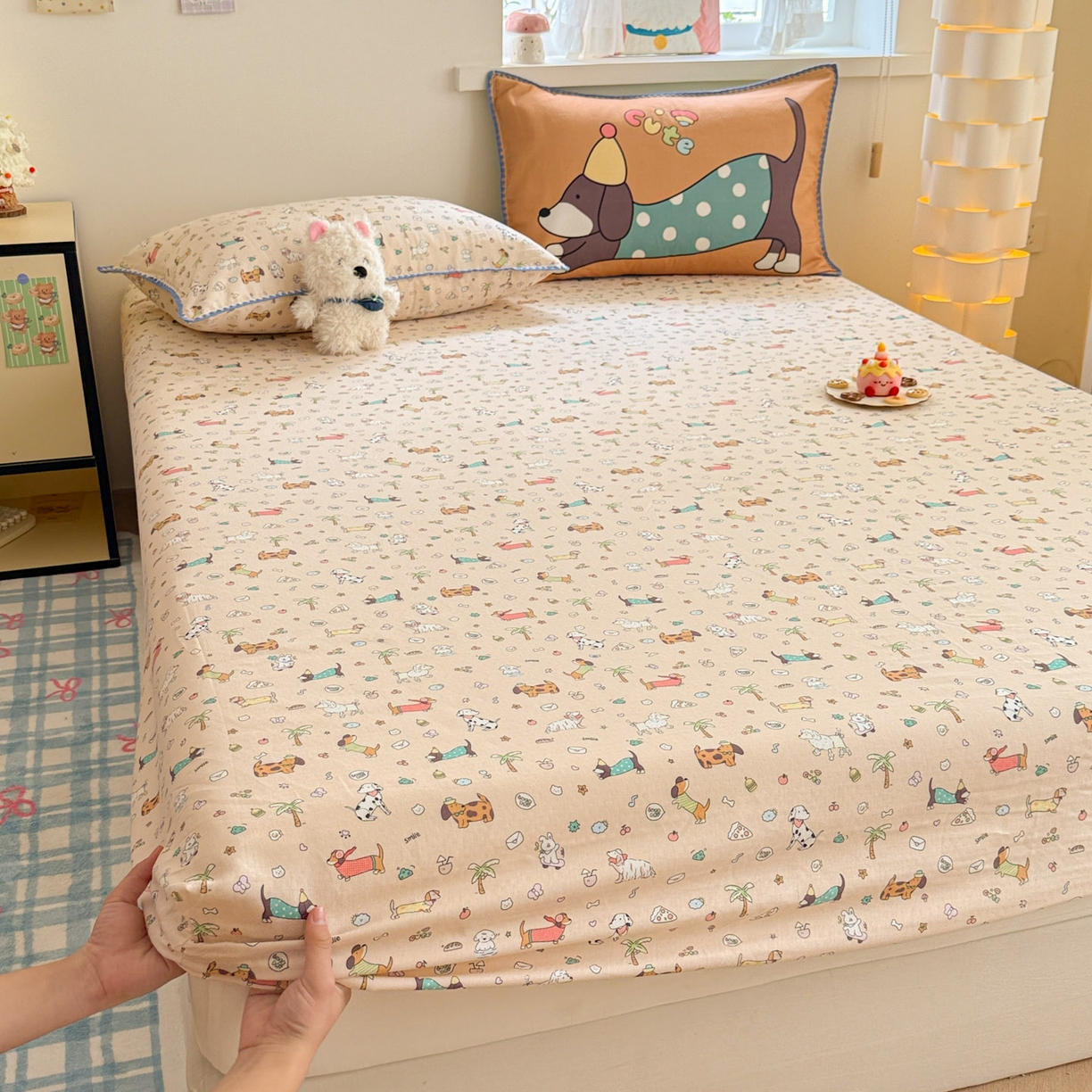 91家纺网 家纺一手货源 找家纺 沐辰 2025新款A类全棉纯棉双层纱单品床笠床笠单件单床笠 夏日沙滩