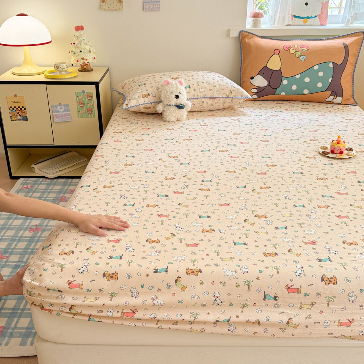 91家纺网 家纺一手货源 找家纺 沐辰 2025新款A类全棉纯棉双层纱单品床笠床笠单件单床笠 夏日沙滩