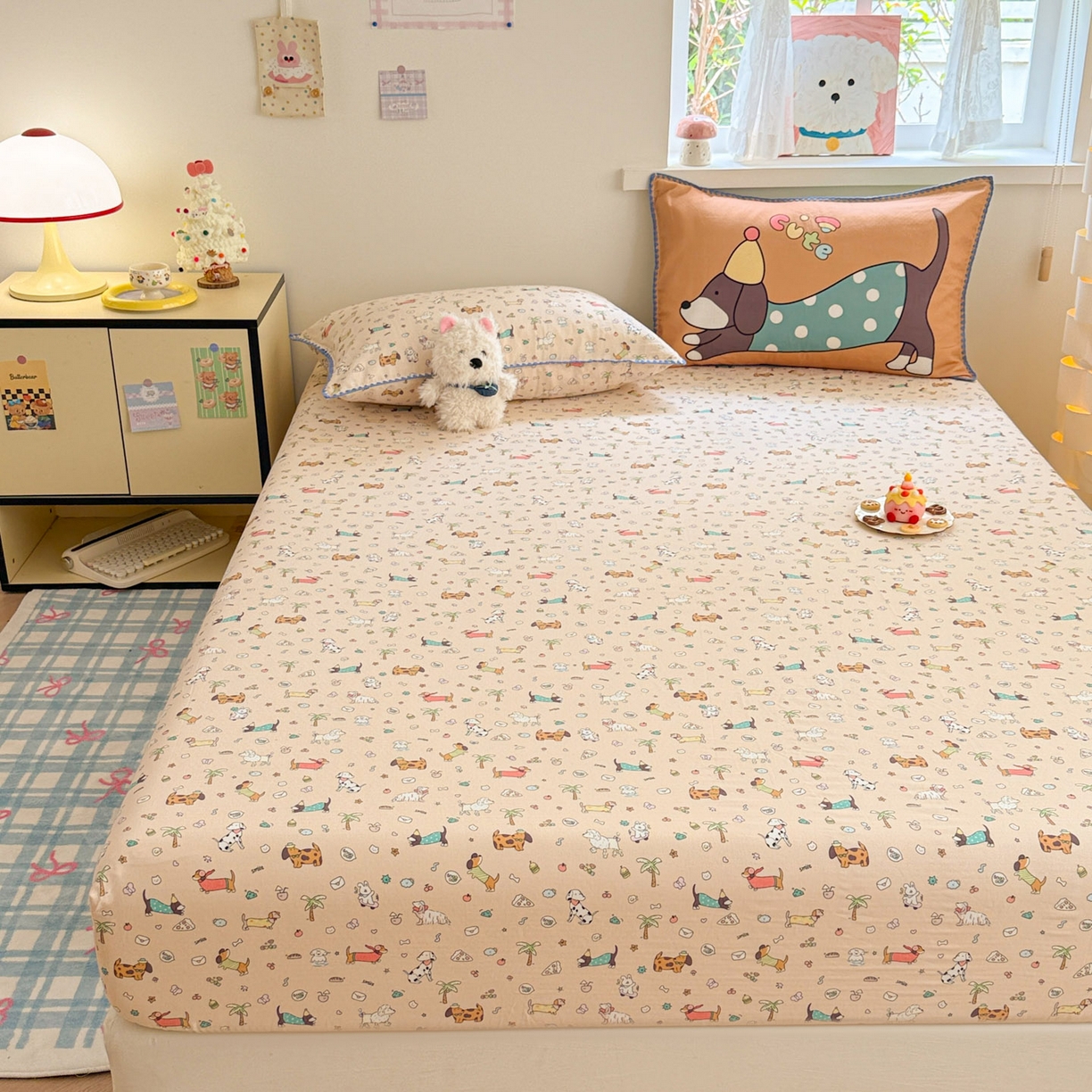 91家纺网 家纺一手货源 找家纺 沐辰 2025新款A类全棉纯棉双层纱单品床笠床笠单件单床笠 夏日沙滩