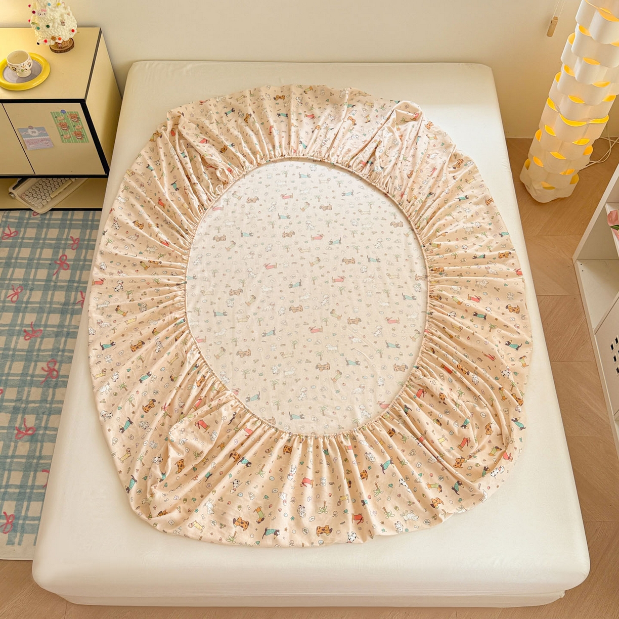 91家纺网 家纺一手货源 找家纺 沐辰 2025新款A类全棉纯棉双层纱单品床笠床笠单件单床笠 夏日沙滩