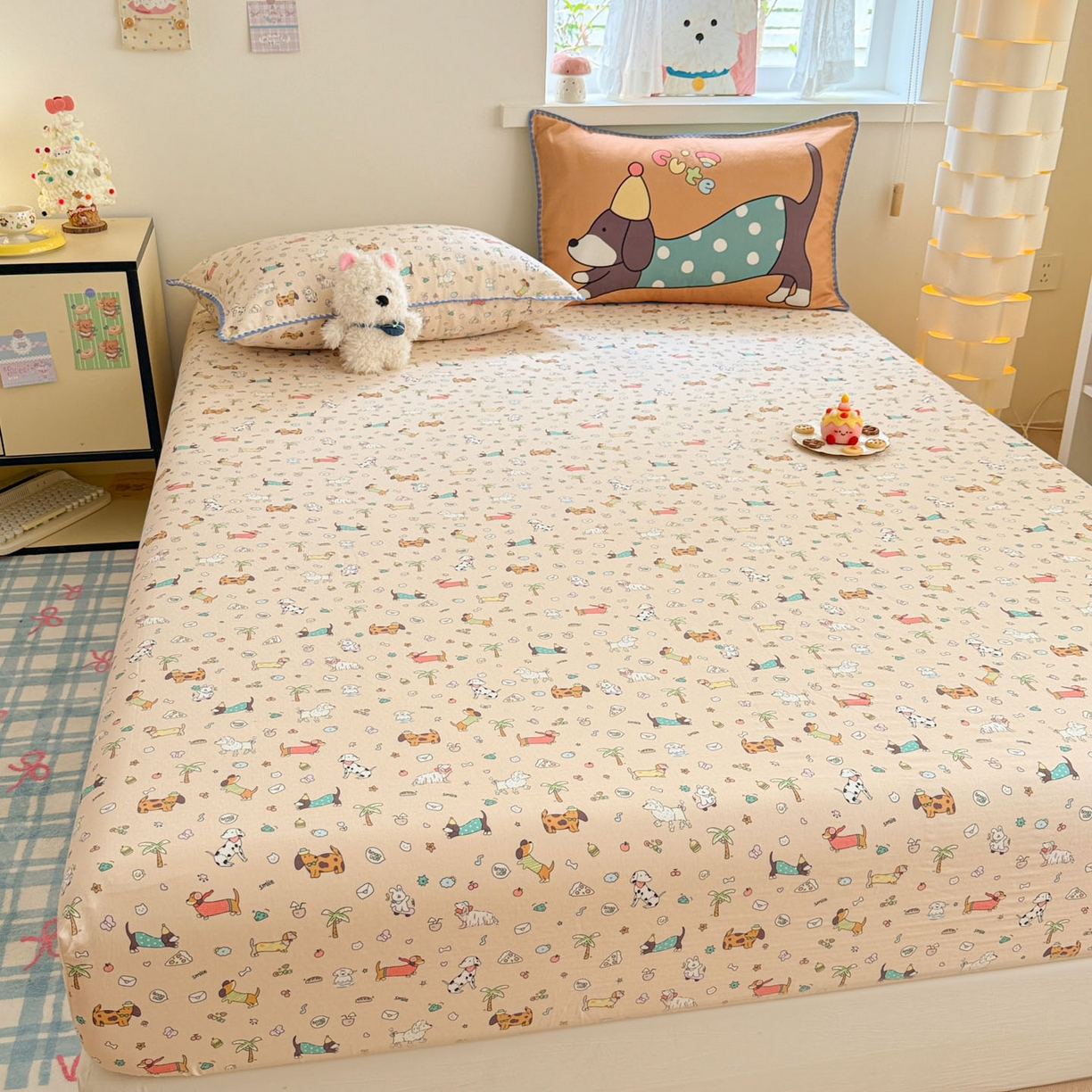 91家纺网 家纺一手货源 找家纺 沐辰 2025新款A类全棉纯棉双层纱单品床笠床笠单件单床笠 夏日沙滩