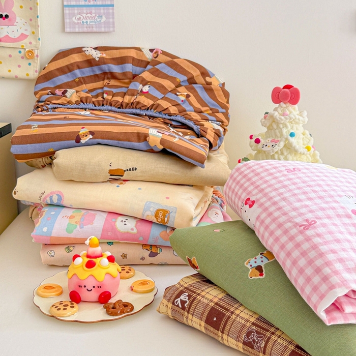 沐辰 2025新款A类全棉纯棉双层纱单品床笠床笠单件单床笠 组合图仅供展示