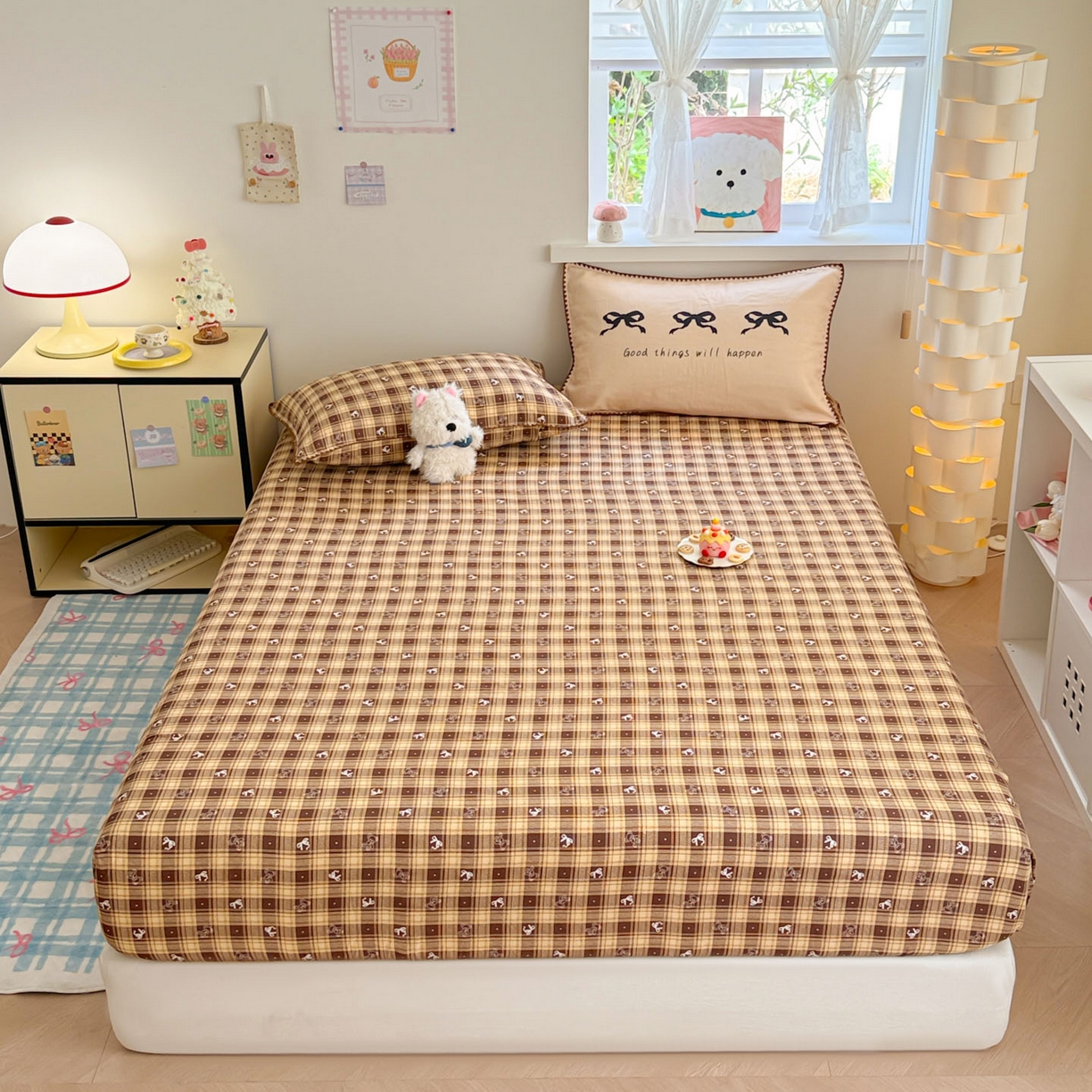 沐辰 2025新款A类全棉纯棉双层纱单品床笠床笠单件单床笠 好运蝴蝶结