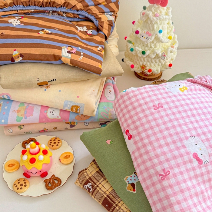 91家纺网 家纺一手货源 找家纺 沐辰 2025新款A类全棉纯棉双层纱单品床笠床笠单件单床笠 组合图仅供展示