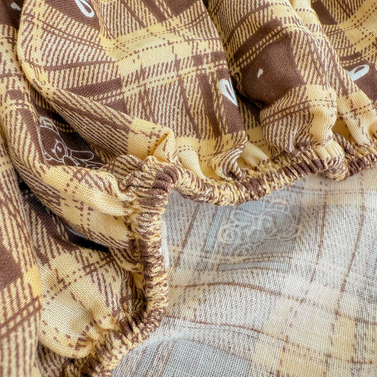 91家纺网 家纺一手货源 找家纺 沐辰 2025新款A类全棉纯棉双层纱单品床笠床笠单件单床笠 好运蝴蝶结