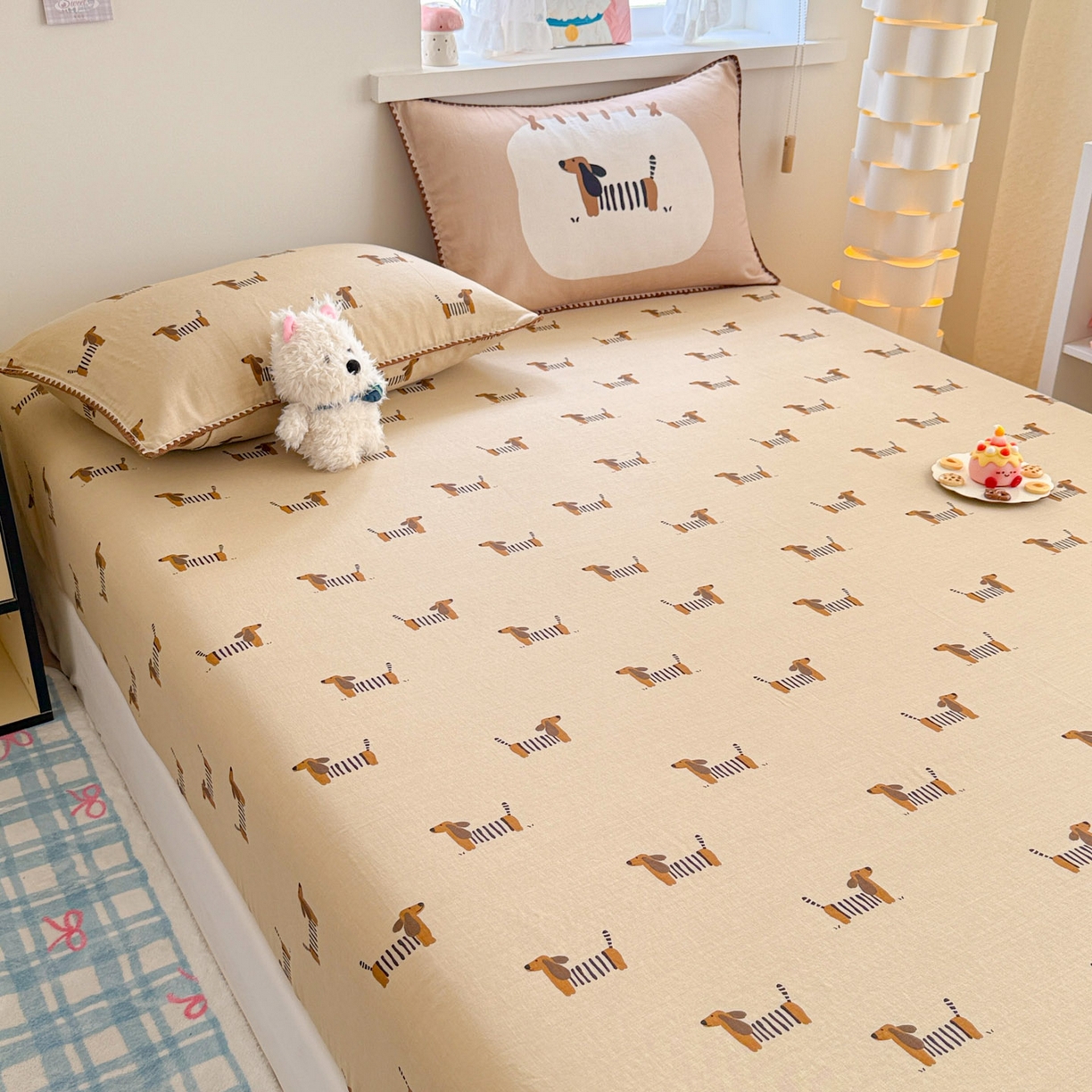 91家纺网 家纺一手货源 找家纺 （总）沐辰 2025新款A类全棉纯棉双层纱单品床笠床笠单件单床笠