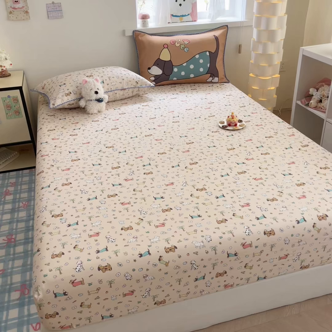 91家纺网 家纺一手货源 找家纺 沐辰 2025新款A类全棉纯棉双层纱单品床笠床笠单件单床笠 夏日沙滩