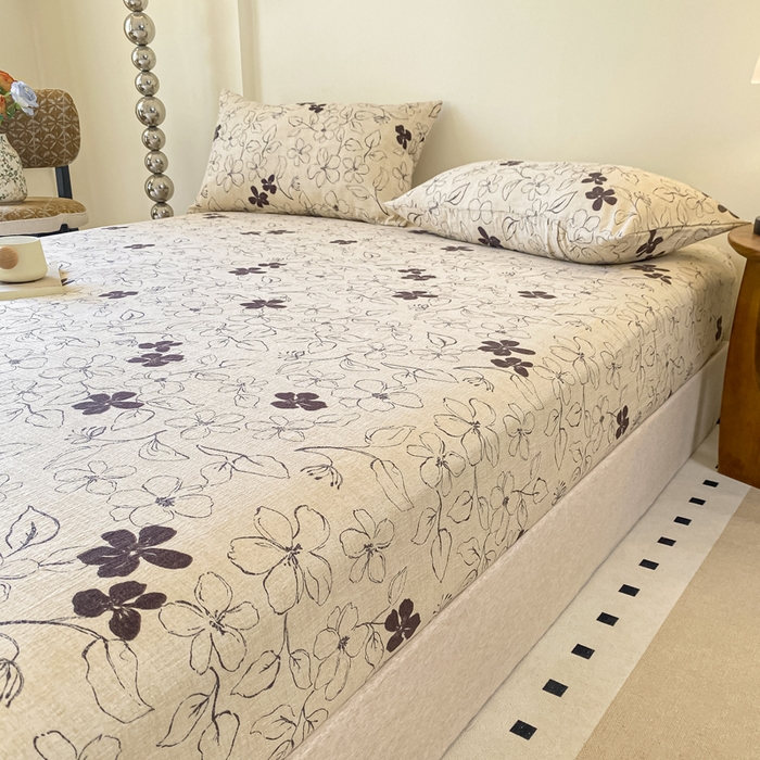 91家纺网 家纺一手货源 找家纺 康纳利 2025新款加厚亚麻皱皱纱床笠单床笠床笠单品 朵拉